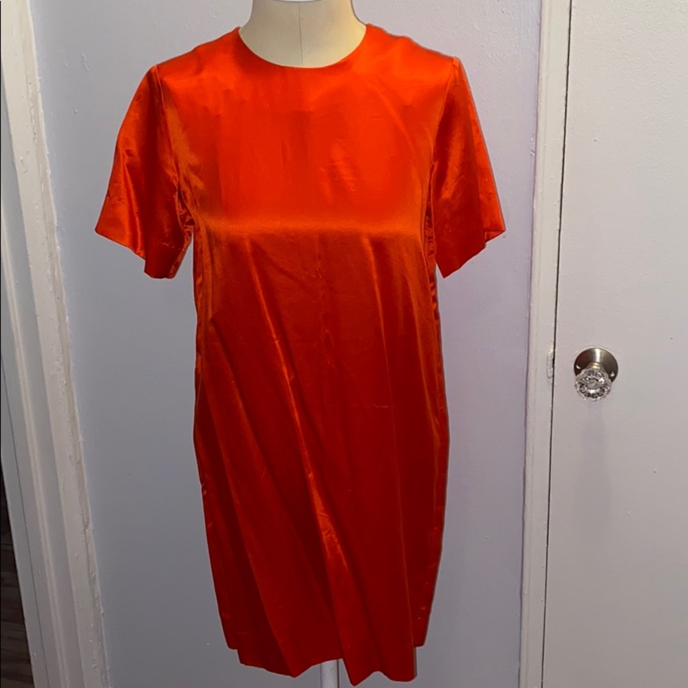 Silky Red T Shirt Dress